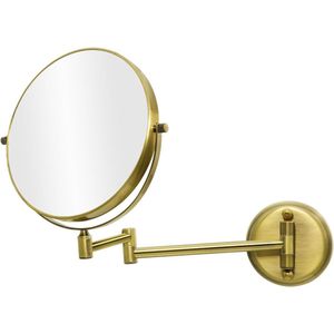 Make-up Spiegel Wandmontage Vergrotingsspiegel 5-Voudige - Cosmetische Spiegel Goud - Diameter 20 cm