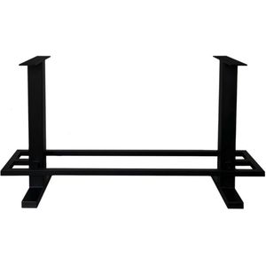 Stalen bartafel zwart 170 bij 60 cm en hoogte 105 cm (8 x 8 cm)