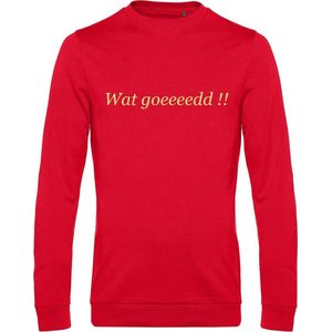 Sweater met opdruk “Wat goedddd!!!” Rode sweater met goudkleurige opdruk. Uitspraak die vooral bekend is geworden door het programma Chateau Meiland en Martien Meiland. Nu op je favoriete hoodie!