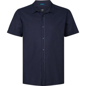 Petrol Industries - Heren Plus size effen linnen overhemd Mahiway - Blauw - Maat 3XL