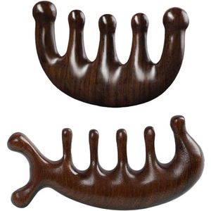 Houten Gua Sha Massagekam met Brede Tanden - Set van 2