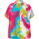 Angel of Style Angel of Style - Dames - Blouse boxy fit mousseline batikpatroon - Hibiscusrood - Maat 42