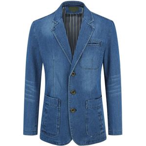 Heren - Denim Blazer - Regular Fit - Casual - Met Knoopsluiting