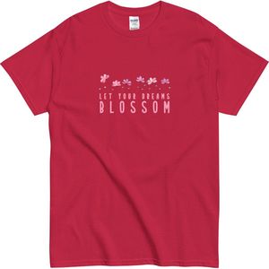Tshirt met Positieve Quote en Bloemenprint - voor Vrouwen en Mannen - Rood - S
