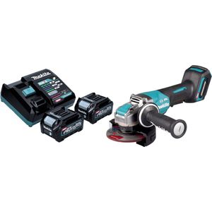 Makita GA 047 GD201 Accu haakse slijper 40 V max. 125 mm X-LOCK Brushless + 2x accu 2,5 Ah + lader