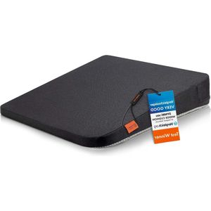 Comfortabel ergonomisch wigkussen voor auto kantoor - Stevig vormvast schuimrubberen autostoelkussen - Modern design - Premium stoelverhoger met stoelhoes