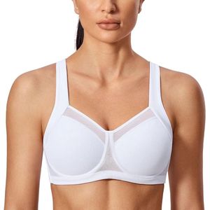 Allecto plus - Hoge Impact Sportbeha Dames Beugels Racerback Verstelbare Bandjes - Training Fitness Gymnastiek - Wit Maat 80C