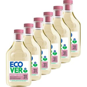 Ecover Wasmiddel Voordeelverpakking 6 x 1,43L - Ecologisch & Verzorgt Delicaat Wasgoed - Voor Wolwas & Fijnwas - Waterlelie & Honingdauw Geur