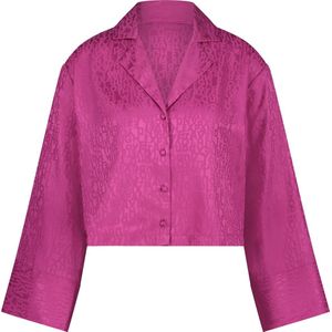 Hunkemöller Dames Nachtmode Jacket lange mouwen Satijn - Roze - maat S