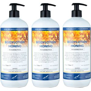 Bodylotion Honing 1 liter - met gratis pompje - set van 3 stuks
