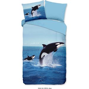 Pure Dekbedovertrek ""orca in de zee"" - Blauw - (200x200/220 cm) - Microfiber
