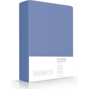Romanette - Flanel - Hoeslaken - Eenpersoons - 80x200 cm - Jeans