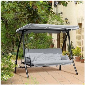 Hollywood Swing Garden Swing schommelende bank met een ligstoelfunctie, 3 zitten, metaal+polyester, wit, 209 x 114 x 170 cm