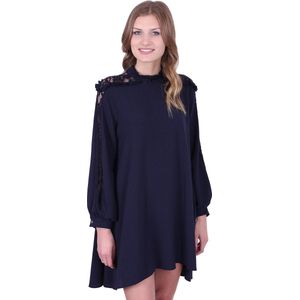Marineblauwe elegante kanten jurk