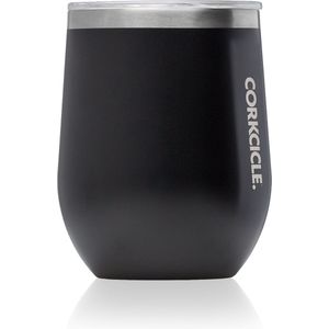 Corkcicle Stemless Cup 335ml-Mat Zwart-Thermosbeker voor Wijn/Koffie- RVS- 3 laags geïsoleerd- thermosfles- drinkglas- reisbeker