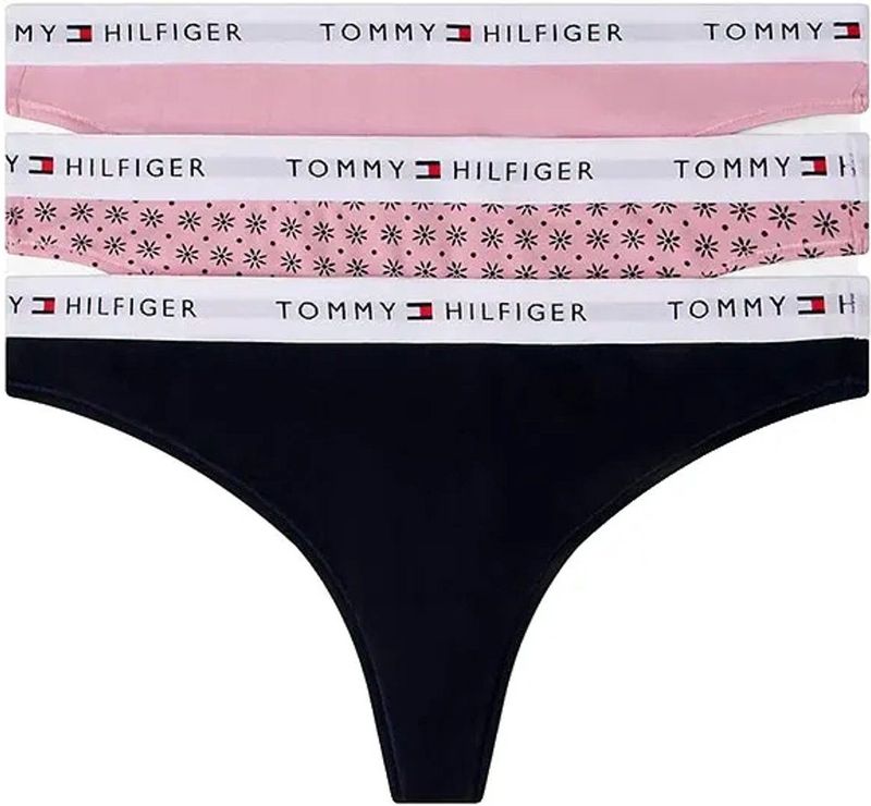 Tommy Hilfiger Uw0uw05530 Tanga 3 Eenheden Zwart,Roze XS Vrouw