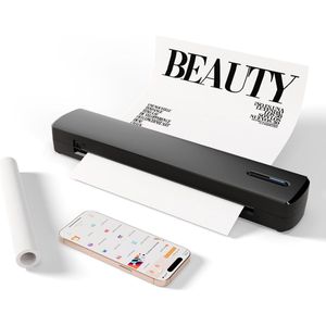 Sounix Portable Bluetooth Printer - A4 Formaat - Draadloos - Thermische Inktvrije Printer - Zwart