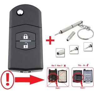 Autosleutel 2 knoppen met Mini RVS 3in1 Schroevendraaier geschikt voor Mazda autosleutel / Mazda MX5 / Mazda 2 / Mazda 3 / Mazda 5 / Mazda 6 / Mazda RX8 / Mazda autosleutel.