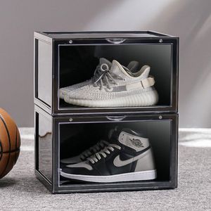2-pack Kicksafe® Sneaker Box - Schoenenopberger - Stapelbaar - Sideways (met Deurtje en Magneetjes) - 2 stuks - Zwart