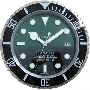 Rolex muur klok - Deepsea - Moderne Wandklok - Muurklok - Automatische klok - Glow in the dark wijzers - Rolex horloge - Zwart met groen