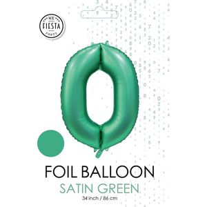 folieballon cijfer 0 mat groen metallic