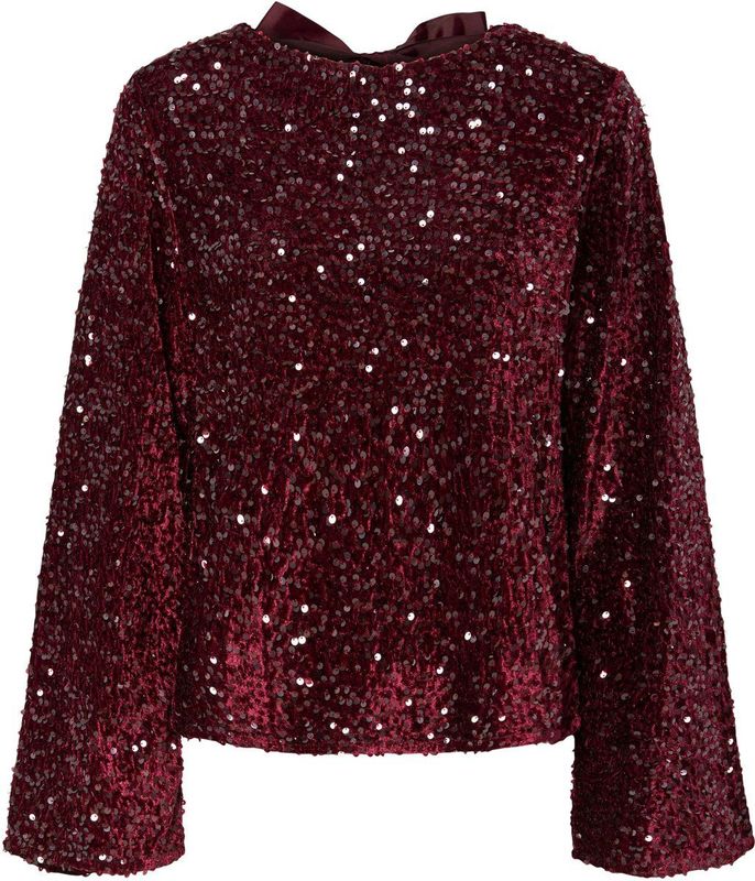 PIECES - PCKAM - Blouse - Donkerrood - Lange Mouw