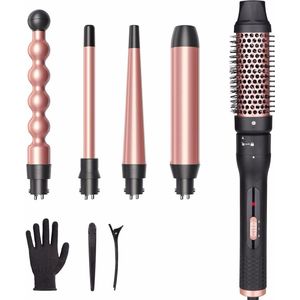 BOTC Krultang met opzetstukken - 5 in 1 - Airstyler - Multistyler - Krulborstel - Keramische Haarkruller - Rosé goud