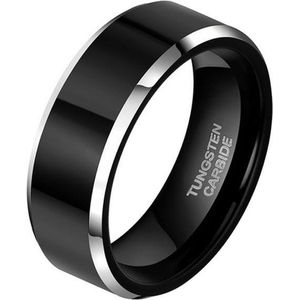 Wolfraam heren ring Zwart Zilver 8mm-20mm