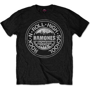 Ramones - Rock 'N Roll High School, Bowery, NYC Heren T-shirt - S - Zwart