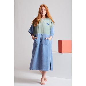 Ponchy - Verde Oceano - Two Tone Bamboe Handdoek Poncho - Groot