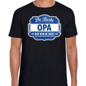 Cadeau t-shirt voor de beste opa voor heren - zwart met blauw - opa's - kado shirt / kleding - verjaardag / collega M