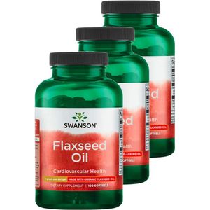 Swanson | Flaxseed Oil | 100 Softgels | 3 stuks | 3 x 100 Softgels