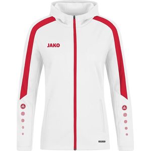 JAKO Power Jas met Capuchon Dames Wit-Rood Maat 40