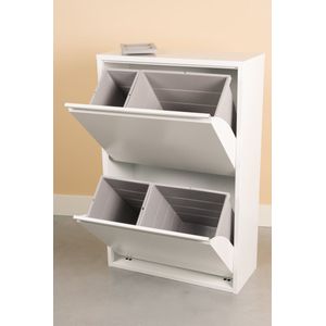 Vuilnisbak - afvalbak voor afvalscheiding - 4 maten binnenemmers 10L +15L +20L +24L- 69 liter totaal - Wit