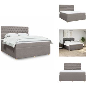 vidaXL Boxspringbed - Boxspringbedden - Boxspring - Bed - Boxspring met matras stof taupe 180x200 cm