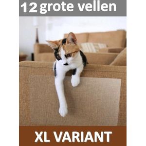 huisdieren meubelbescherming - 12 STUKS XL + Krabtape teststrip - EXTRA GROOT (45 x 30CM) - krab beschermer katten - anti krab katten - krabpaal - Bescherming tegen krabschade - antikrabben - bankbeschermer - bankbescherming