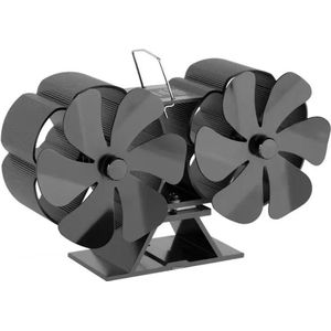 Empire's Product Haardfan - Kachelventilator - Double Kachelfan - Kachelventilator voor houtkachel - Eco fan - haardventilator - Staand - Zwart