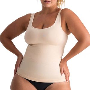 Corrigerende Shapewear Top Dames - Mouwloos - Beige - Maat S - Naadloos - Corrigerende Body - Onzichtbaar Topje - Corrigerend Ondergoed Dames - Shapewear Topje - Tanktop Dames - Damestop