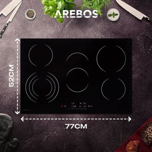 AREBOS kookplaat van glaskeramiek autarkische kookplaat 5 kookzones 77cm 8700W