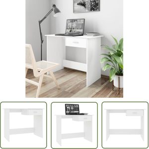 The Living Store Bureau 100x50x76 cm bewerkt hout wit - Modern Bureau - Houten Bureau - Witte Bureau - Laptop Tafel - Thuiswerkplek