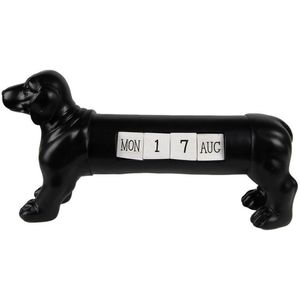 Kalender Hond 31x8x15 cm Zwart Kunststof Aftelkalender