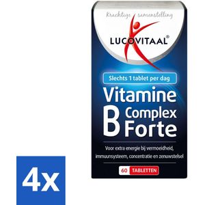 4 x Lucovitaal - Vitaminen - Vitamine B Complex Forte - 60 Tabletten - Vitamine B Complex - Energieboost - Zenuwstelsel - Mentale Prestaties - Immuunsysteem