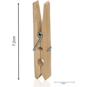 Wasknijpers van bamboe - 50 stuks - PANDAKISTE - duurzaam - 72 x 10 x 12 cm