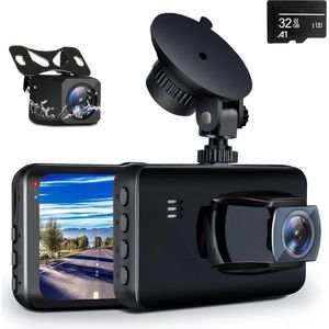 Dual Dashcam - Voor En Achter - 1080p Resolutie - 24/7 Parkeren Monitor - Bewegingssensor - Zwart - Inclusief SD Kaart