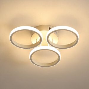 Delaveek-Ronde Moderne LED Plafondlamp - 30W 3300LM- 3000K Warm - Metaal & Acryl - Wit 3 Ringen