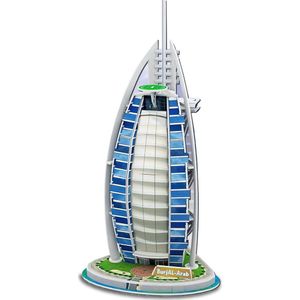 Ainy - 3D puzzel Burj Al Arab Jumeirah Dubai: Miniatuur bouwpakket / speelgoed knutselpakket - hobby puzzels gebouwen en creatief modelbouw voor kinderen & volwassenen | 24 stukjes - 16x15.6x31cm