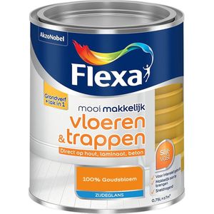 Flexa - Mooi Makkelijk Vloeren & Trappen Zijdeglans - Muurverf - 100% Goudsbloem - Mengverf - 0.75 Liter
