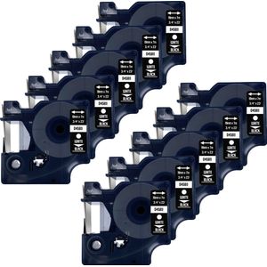 DULA Dymo D1 45811 - S0720910 - Compatible label tape - 10 lettertapes - Wit op zwart - 19mm x 7m