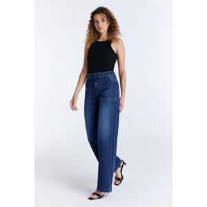 C.O.J. Denim - High Waist Wide Leg - Damesjeans - Donkerblauw