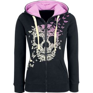 Full Volume Zwart-roze jas met capuchon en doodshoofdprint - Dames - XS